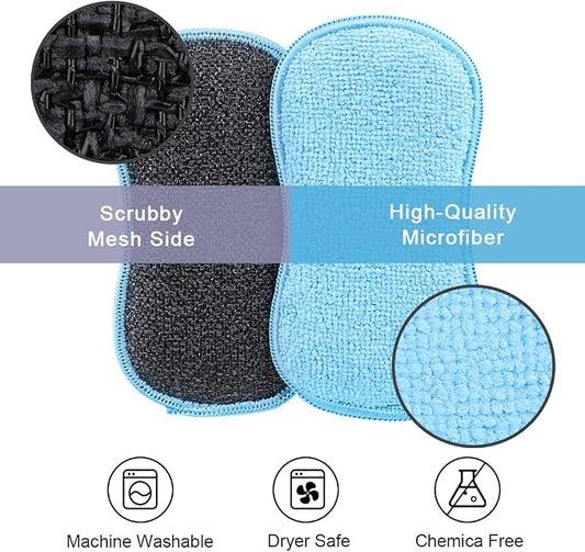 HOMEXCEL 12 Pack Multi-Purpose Scrub Sponges Kitchen, Dish Sponge, Non-Scratch Microfiber Sponge for Efficiently Cleaning Dishes, Pots, and Pans (Multicolor)