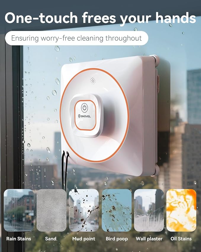 8000Pa Anti-Fall Window Cleaner Robot Auto Spray for High Rise Glass | 4 Cleaning Modes with Intelligent Path Planning,15-Stage Anti-Fall System,Remote Control,120mL Water Tank