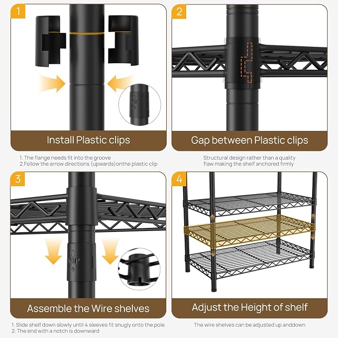 Golpart Heavy Duty Clothing Rack with Adjustable Shelves Clothes Wardrobe | Coat Rack Metal Closet Organizer and Storage Garment Rack for Hanging Clothes Wire Portable Cloth System Free Standing Black