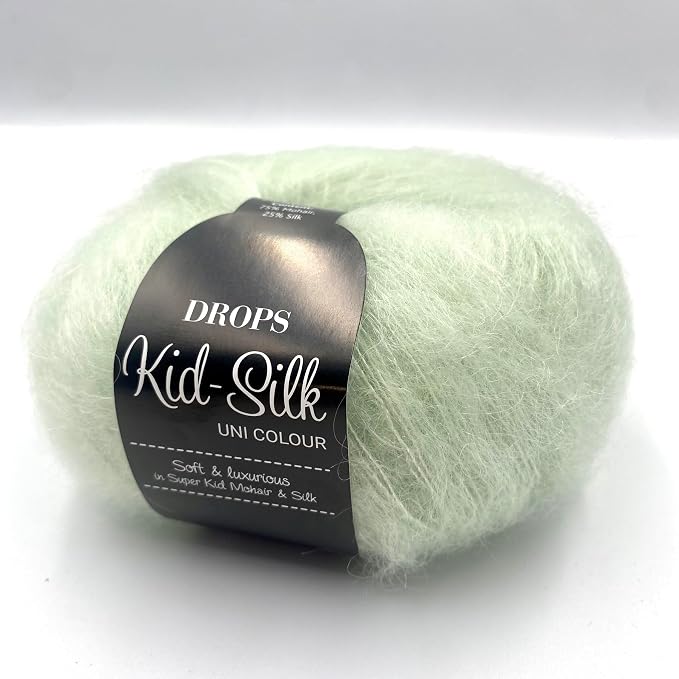 Drops Mohair and Silk Yarn Kid-Silk, 0 or Lace, 2 Ply, 0.9 oz 230 Yards per Ball (47 Pistachio Ice Cream)