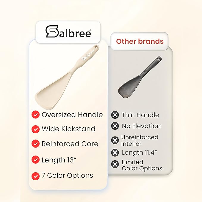 Silicone Spoon Spatula for Cooking - Multifunction Scoop Spatula Spoonula - Heat Resistant Cooking Spoon for Nonstick Cookware - Large Silicone Kitchen Spoon - Seamless Design (Khaki,2pcs)
