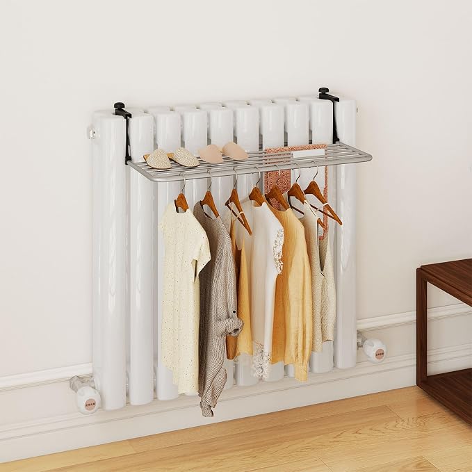 Giantex Portable Clothes Drying Rack, Aluminum Hanging Laundry Rack with Adjustable and Foldable Brackets, Radiator Airer, Indoor Outdoor Towel Rack for Balcony Railings, Windowsill (37" L)
