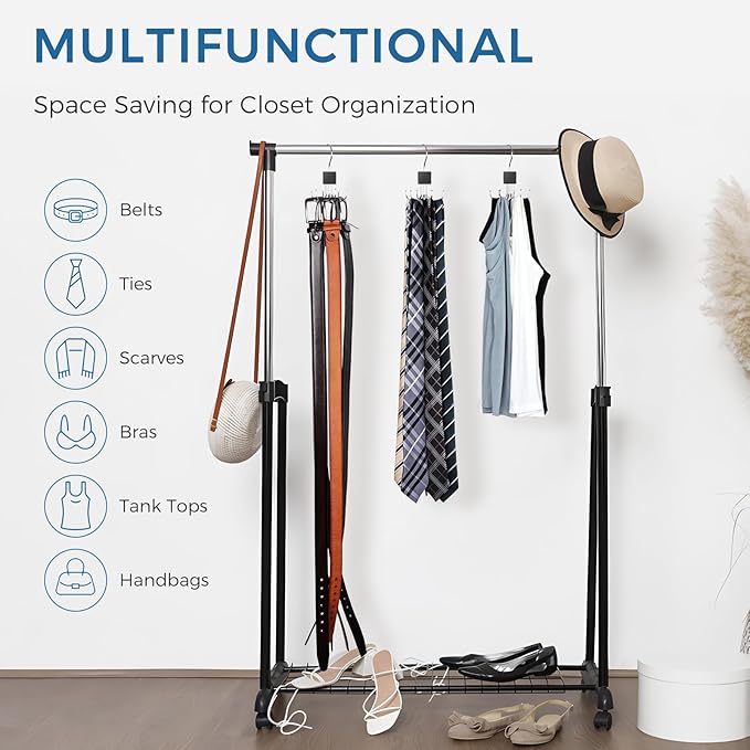 1 Pack Belt Hanger, Belt Organizer for Closet | 360° Rotatable, Max 24 Belt Storage, Space Saving, Closet Organizers and Storage