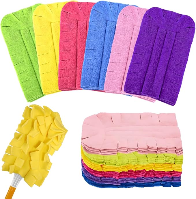 Fleece Reusable Duster Refill Compitable with Swiffer Hand Duster | 12 Pack Washable Heavy Duty Duster Pads, 360 Cleaning Pads for Fan, Window, Furniture, Floor (Handle is Not Included)