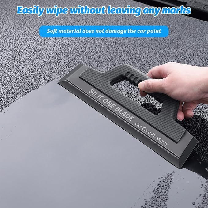 Car Window Squeegee, Soft Silicone 11.8 Inches Vehicle Cleaning Water Blade with Handle, One-Piece Auto Glass Water Wiper, Water Scraper Cleaner for Shower Doors Mirror, Drying Use
