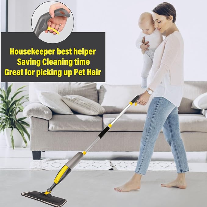 Mops for Floor Cleaning, Spray Mop with 400ml Refillable Bottle and 3 Replacement Pads Dry Wet Floor Household or Commercial Hardwood Laminate Tile Ceramic