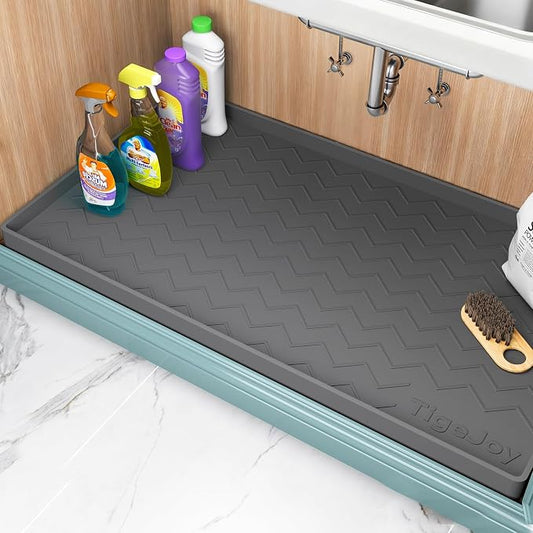 TigeJoy 40" x 22" Under Sink Mats for Kitchen Waterproof, Leak-Proof Silicone Mat Sink Protector and Cabinet Liner, Kitchen Essentials Organizer and Storage, Boot or Shoe Tray, Pet Feeding Mat