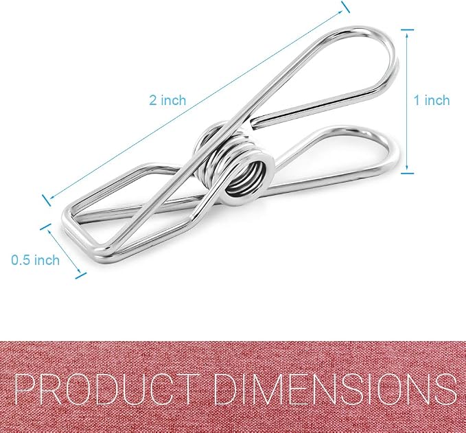 40 Pack Stainless Steel Clothes Pins, Multi-Purpose Metal Wire Utility Clips