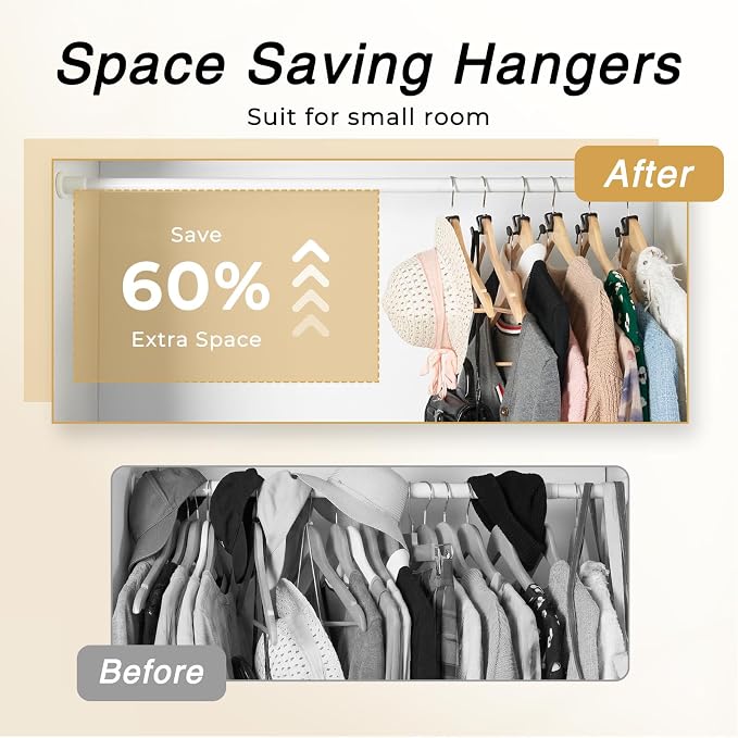 HOUSE DAY Space Saving Hanger Hooks 60 Pack, Black Clothes Hanger Connector Hooks, Heavy Duty Hanger Hooks Space Saver, Premium College Dorm Room Essentials, Good Closet Organizers and Storage | Black, Heavy Duty Hanger Hooks Space Saver, Premium Colle...