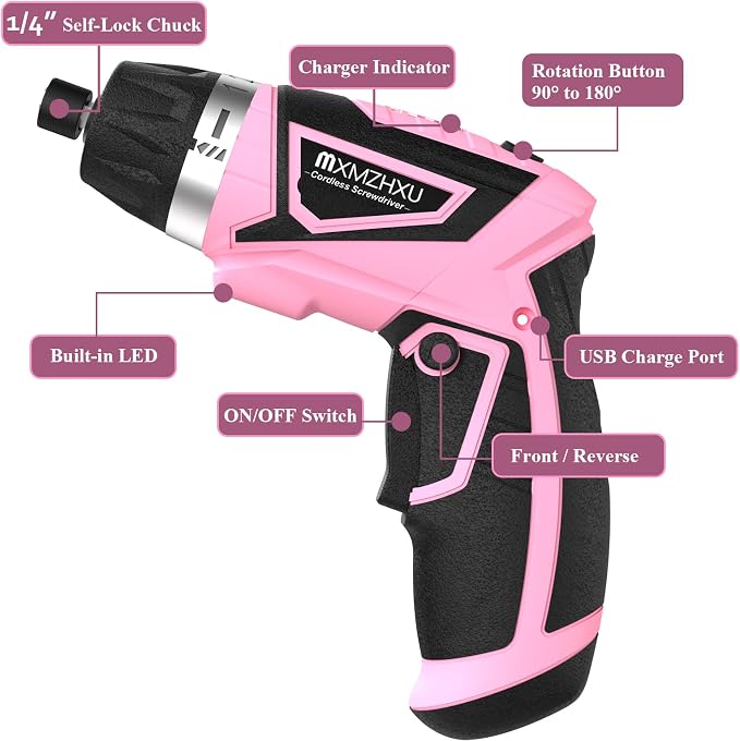 8V Cordless Screwdriver,6+1 Precision Torque Electric Screwdriver | Upgraded Max 10N·m 2000mAh Rechargeable Screw Gun with 50-Piece Kit,180° Pivoting Handle,LED Light,Gift for DIY & Home