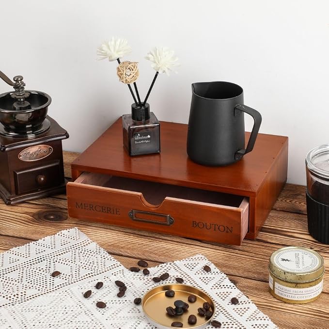 Wooden Storage Box Apothecary Drawers Vintage Wooden Drawers Wood Desktop Organizer Countertop Storage Box Library Card Catalog Cabinet Apothecary Cabinet（BROWN）