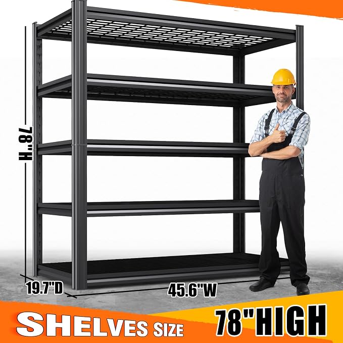 Set of 10 Garage Shelving-78"x46"x20" 5 Tier Storage Shelves,Adjustable Heavy Duty Metal Shelving Unit and Storage Large Wire Rack,Utility Steel Shelf for Warehouse Industrial Pantry Basement 3000 lbs