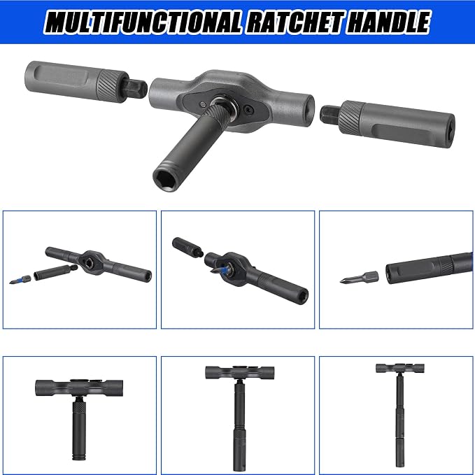 24 in 1 Magnetic Ratchet Screwdriver Set with Detachable T-Handle | S2 Steel Bits, Portable Compact Case, DIY Combination Flexible Shaft for Electronics, Appliances, Furniture, Home Repair