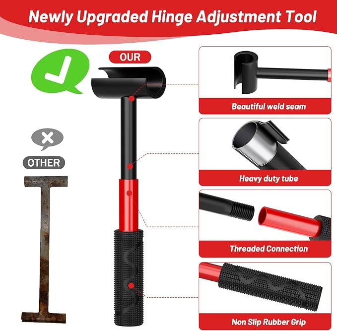 4-in-1 Door Hinge Adjustment Tool, Hinge Gap Adjusting Wrench Fits 14-25mm | Door Repair Kit for Residential and Commercial, Heavy Hinges Wrench Bender Set with Rubber Grip, Cabinet Alignment Adjuster