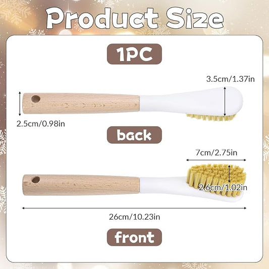 Wood Laundry Stain Brush with Soft Bristle, Stain Remover Brushes with Long Handle for Cleaning Shoes Clothes Fabric, Protable Laundry Scrub Brush for Stains on Clothes(Natural)