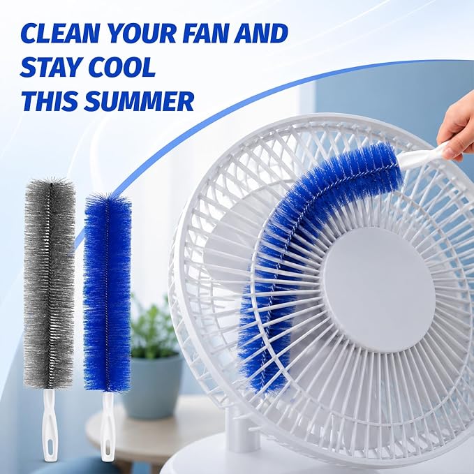 2Pcs Bendable Microfiber Head,Fan Cleaning Brush Bendable Cobweb Duster,Reusable and Washable,Suitable for Cleaning Vents,Ceilings,Blinds,Furniture and Hard-to-Reach Areas