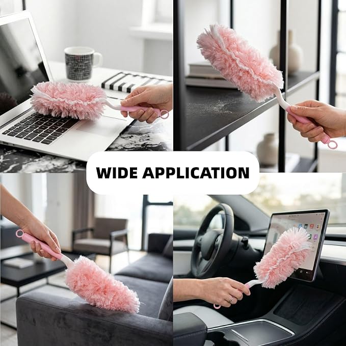 Duster Refills for Swiffer Duster, 30 Count Pink Duster Kit with Handle | 2 Sided 360° Heavy Duty Duster Refills, 5X Microfibers Trap Dust, Disposable Heavy Duty Dusters for Home, Office Cleaning