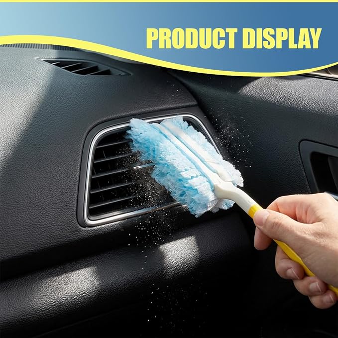 Car Duster Refills, Microfiber Electrostatic Dust Removal Tool Replacement Head with Handle, Heavy Duty Auto Interior Cleaning Supplies for Electronic, Furniture, Ceiling, Blinds (50PCS)