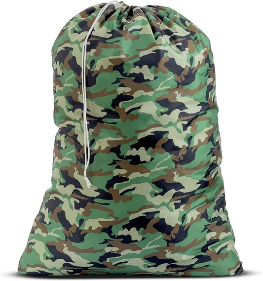 Nylon Laundry Bag - Locking Drawstring Closure and Machine Washable. These Bags will Fit a Laundry Basket or Hamper and Strong Enough to Carry up to Three Loads of Clothes. (Camouflage) | 22"x32" XL Nylon Laundry Bag, Locking Drawstring, Machine Washab...