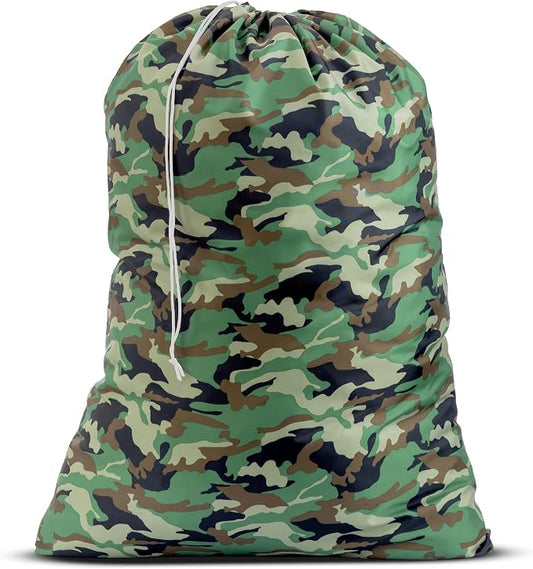 Handy Laundry XL Nylon Laundry Bag 22"x32", Heavy Duty, Camouflage | 22"x32" XL Nylon Laundry Bag, Locking Drawstring, Machine Washable, Heavy Duty, Travel Dorm Hamper Liner, Camouflage