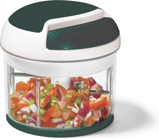 Starfrit Pull Chopper - Multi Purpose Manual Food Processor - Three Blade System for a Faster Cut - From Large Chunks to Purée - Self-Retracting Cord - Fruits, Vegetables, Meats and Crushes Ice