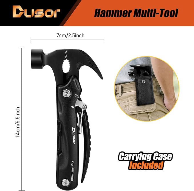 Gifts for Men 12 in 1 Hammer Multitool, Cool Gadgets for Husband | Stocking Stuffers for Men, Hunting Anniversary Birthday Gifts for Him Who Wants Nothing, Camping Essentials Survival Gear