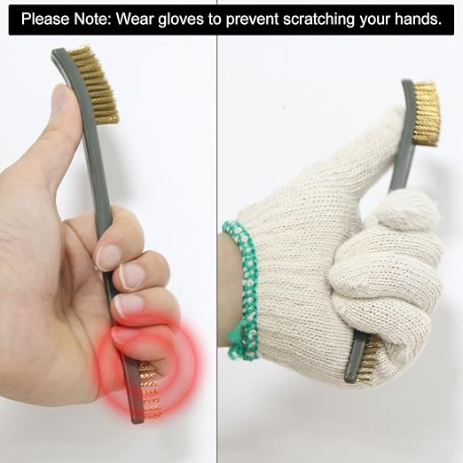 Mini Wire Brush Set, Paint and Dirt Remover, Cleaning Welding Slag and Rust, Handy Steel / Nylon / Brass Brush Suitable for Cleaning Paint / Dirt (6)