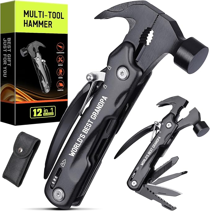 Gifts for Grandpa on Fathers Day - Grandpa Gifts, Best Grandfather Gift - Christmas Birthday Gift for Grandfather - Grandpas Perfect Christmas Presents, Grandparents Presents, Multitool Hammer