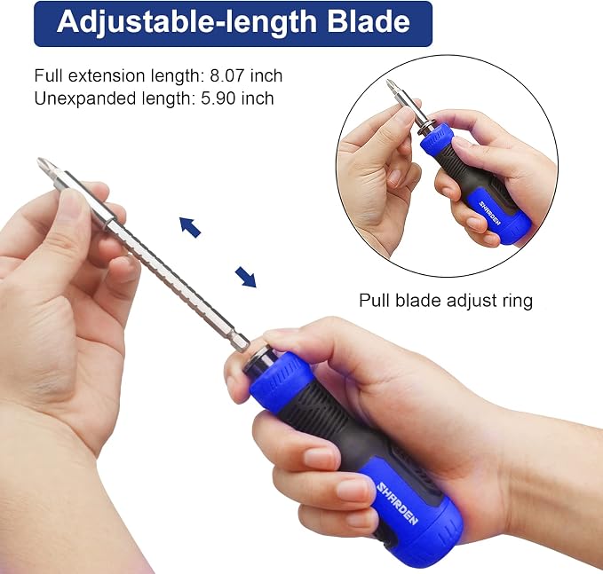 13-in-1 Multi Screw Driver, Adjustable Screwdriver Set Multitool | All in One with Torx Security, Phillips, Flat Head, Hex, Square, 1/4 Nut Driver, Outdoor, Daily Repair Kit, Portable Tools