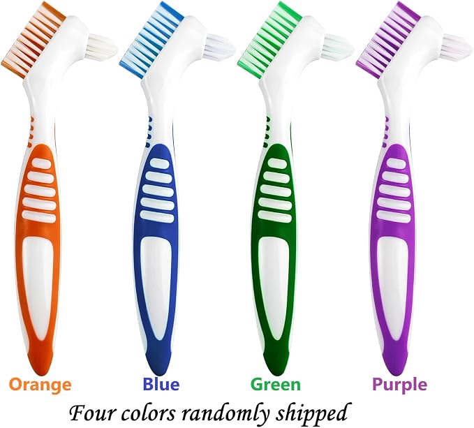 1Pcs Premium Dual-Sided Denture Cleaning Brush with Multi-Layered Soft Bristles and Rubber Anti-Slip Handle - Portable False Teeth Cleaning Tool for Efficient Denture Care (1)