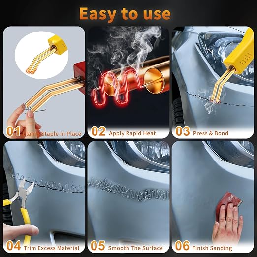 Plastic Welder Kit, 1200PCS Staples, Hot Stapler for Bumper Repair | 1200PCS Mixed Staples, Rust-Proof Stainless Steel, Portable Toolbox, Built-in LED, Ergonomic Grip, 5-Year Warranty, DIYers