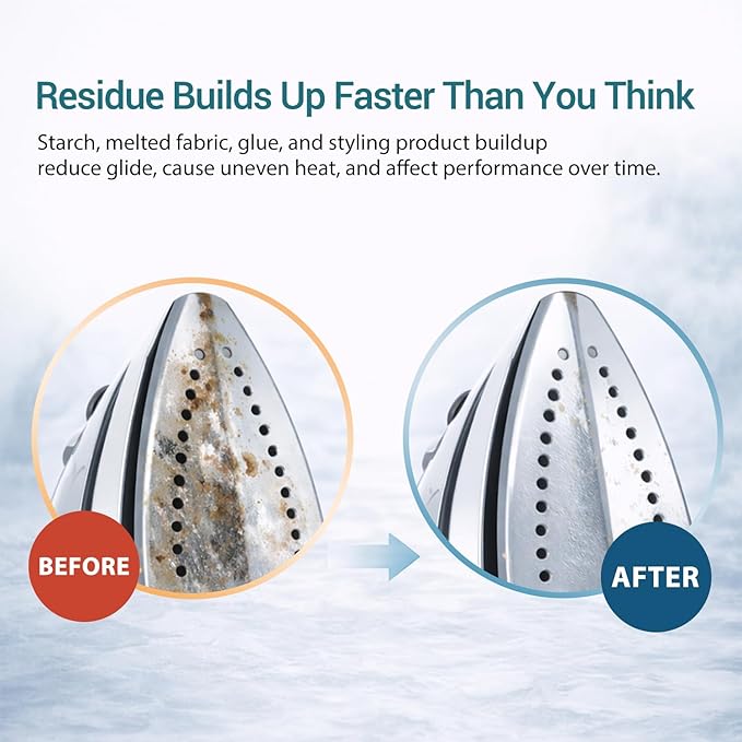 Upgraded 150g No Smoke Iron Cleaner, Cold Use Soleplate Cleaner Paste for Steam Irons, Removes Starch, Melted Fabric & Glue, Safe for Flat & Curling Irons, with Microfiber Cloth