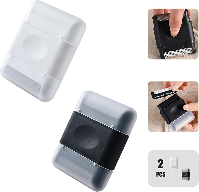 Manual Double-end Lint Remover,Portable Clothes Hair Ball Trimmer,Mini Sweater Cleaning Tool,Overcoat Pilling Shaver,Family Travel Laundry Multipurpose Gadget(2pcs)