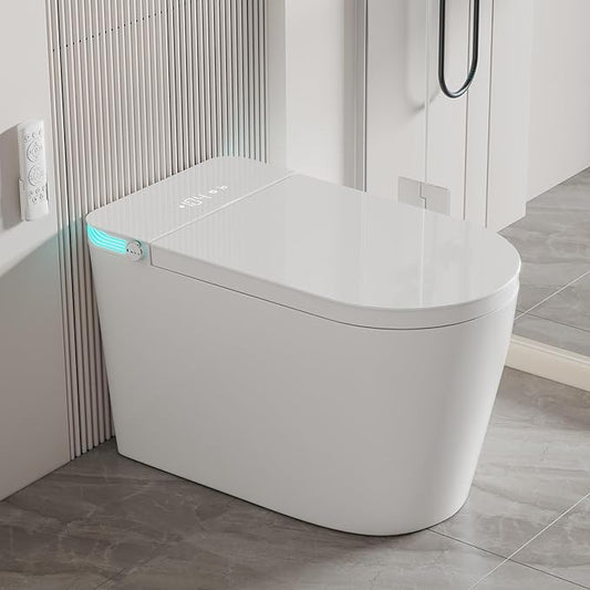 Smart Toilet with Bidet, Heated Seat, Auto Flush, Auto Soft-Close Seat & Lid, Foot Sensor, Warm Water Wash&Air Dry, Tankless Electric One Piece Toilets for Bathroom with Siphon Dual Flush