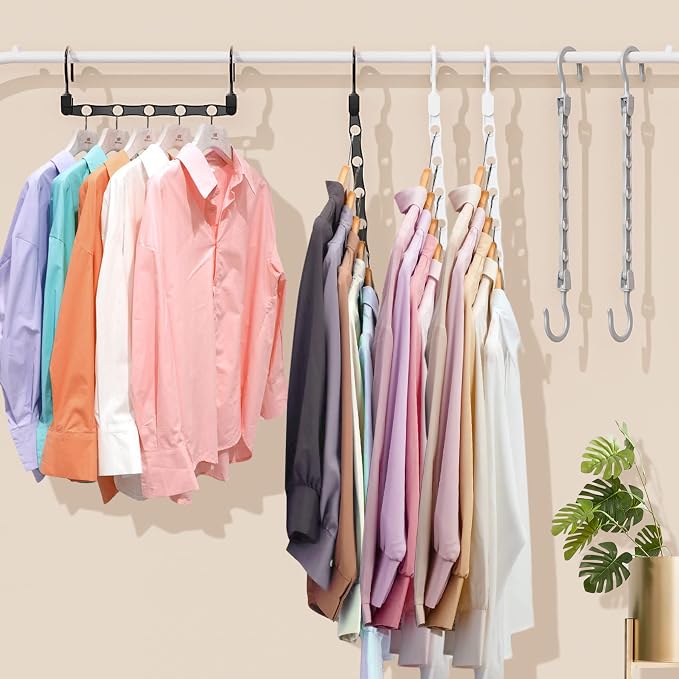 24 Pack Hangers Space Saving Magic Space Saver Hangers Black White Grey | Smart Clothes Hanger Organizer Closet Organizers and Storage for Closet Wardrobe Apartment College Dorm Room Essentials