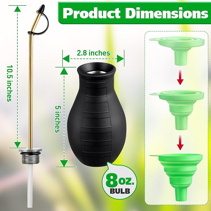 2 Pack Diatomaceous Earth Powder Duster, 8OZ Garden Powder Applicator Dispenser with Long Metal Tube, Bulb Duster Sprayer for Home Organic Gardening Agricultural Supply(Black) | 8OZ bulb duster. Rust-resistant brass/aluminum tube. Smooth upward dischar...