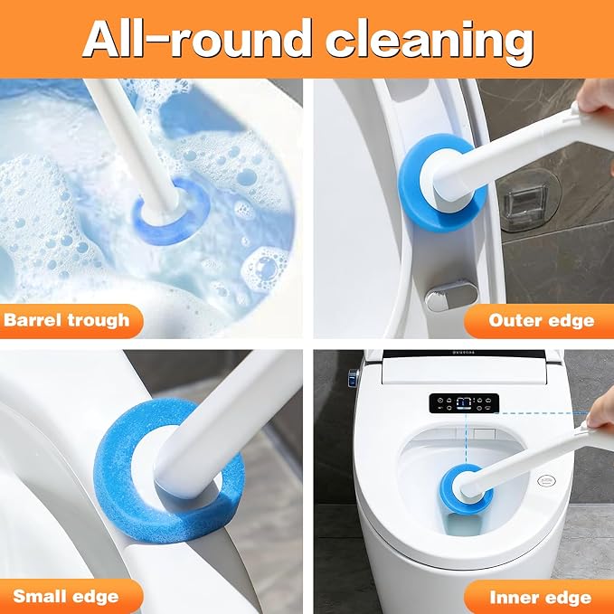 SOPAMI Disposable Toilet Brush with 32 Refills Deep Cleaning Touch Free | Auto Lid Opener Wall-Mounted Toilet Wand Kit for Deep Cleaning Bathroom Touch Free Access Toilet Bowl Cleaner