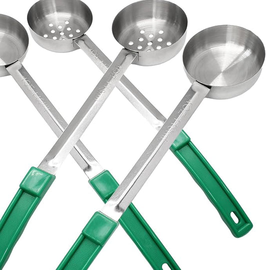 4PCS 4 oz Portion Control Serving Spoons,Measuring Ladle Scoops Food Utensils,Proportion Manage Slotted and Unslotted Scoops for Weight Loss/Kitchen(Green)