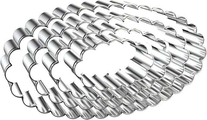 Scalloped Edge Oval Cookie Cutter Set Large - 5 Inch, 4 Inch, 3 Inch, 2 Inch - Fluted Wavy Oval Cookie Cutters Shapes Clay Molds - Stainless Steel