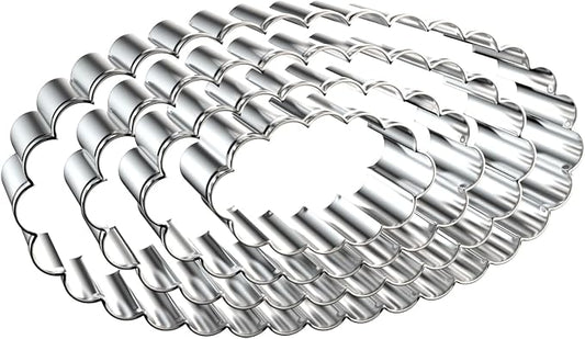 Scalloped Edge Oval Cookie Cutter Set Large - 5 Inch, 4 Inch, 3 Inch, 2 Inch - Fluted Wavy Oval Cookie Cutters Shapes Clay Molds - Stainless Steel