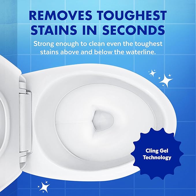 Lysol Power + Odor Fighting Toilet Bowl Cleaner Gel, For Cleaning and Disinfecting, Stain Removal, Fresh Clean Scent, 24oz (Pack of 2)