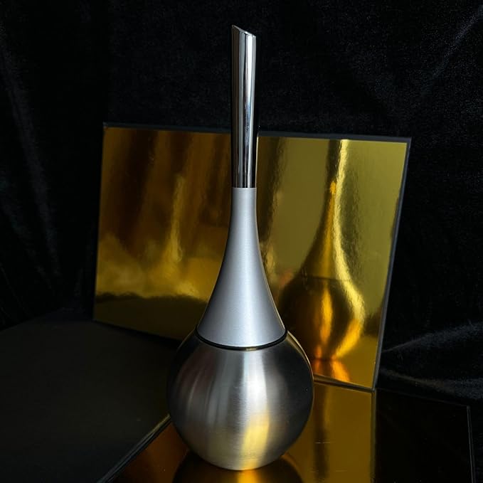 Elegant Toilet Brush Set – Stylish Hammered Design, Durable Handle, Anti-Splash Base, Modern Bathroom Accessories, Easy to Clean & Maintain (2pcs Silver Upgrade)