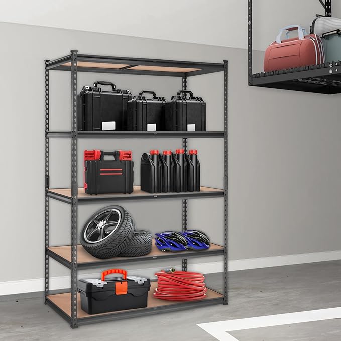 VEVOR Storage Shelves 5-Tier Adjustable 2000 lbs 48"x24"x72" Shelving Unit | Heavy Duty Garage Storage Metal Utility Rack Shelf for Kitchen, Pantry, Basement, Bathroom, Laundry, Living Room, Warehouse