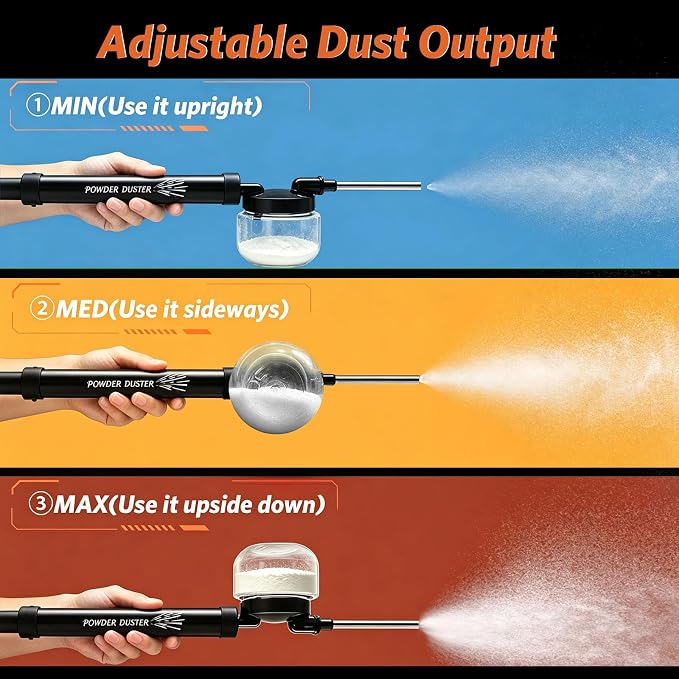 Diatomaceous Earth Powder Duster, 4 FT Adjustable Length Pump Applicator with Adjustable Powder Flow, Portable Dispenser & Sprayer for DE Dust Application