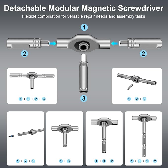 42 in 1 Magnetic Screwdriver Set,DIY Ratchet Screwdriver | Multi Bit Ratcheting, Storage Case, For Computer Eyeglass Bicycles Watch Furniture