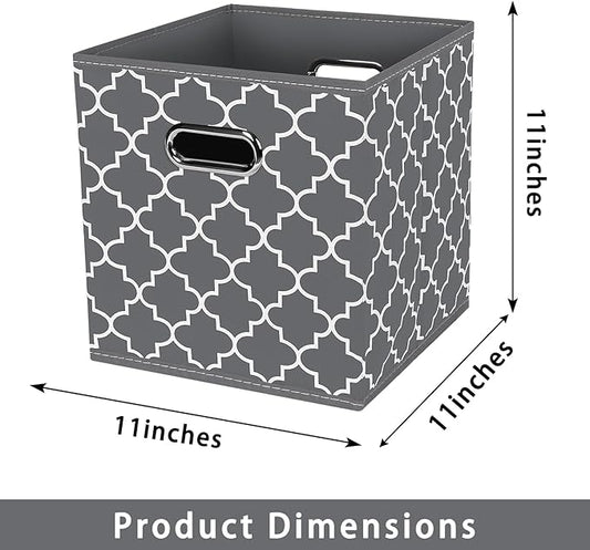 Fabric storage bins Cubes, Fabric Cube Organizer with Handle, Foldable Cube Bins for Cloth or Accessary Storage, 11x11x11, Set of 3, (Gray Light)