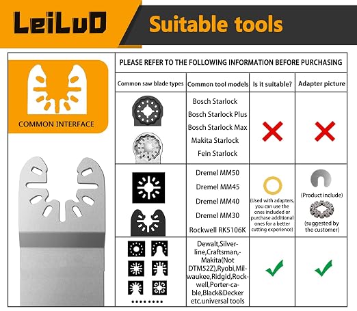 6Pcs Diamond Oscillating Multi Tool Blades Kit for Grout Removal Fit DeWalt Milwaukee Makita Ryobi and More