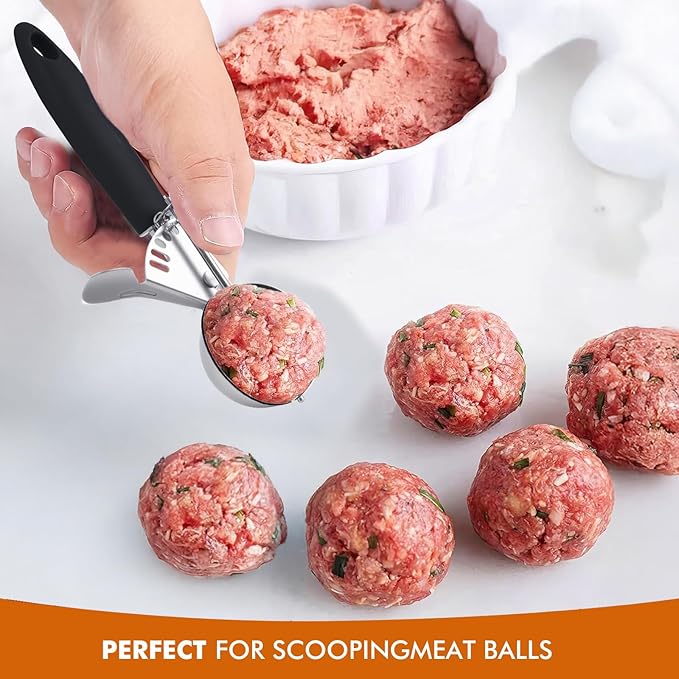 JUNADAEL J Cookier Scoop, #24/1.5 OZ Portion Scoop, 3 Tbsp Cookie Dough Scoops, Black Handle, for Portion Control, Cookie Dough, Cupcake Batter, Ice Cream, Meatball, Muffin