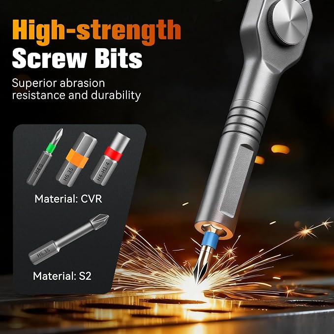 Housolution 66 in 1 Ratchet Screwdriver Set with Detachable Handle | 6.2° Ratchet Head, Multi S2 Steel Bit Free Combination, Portable Repair Tool Kit for Furniture, Computer, Bicycle, DIY