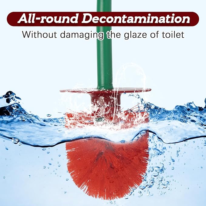 Creative Toilet Brush with Holder Bowl&Long Handle, Household Bathroom Cleaning Tool Cleaner and Base for Storage&Organization, Thick Bristle for Deep Clean-Rust Resistant Leakproof-Red Cherry Shape